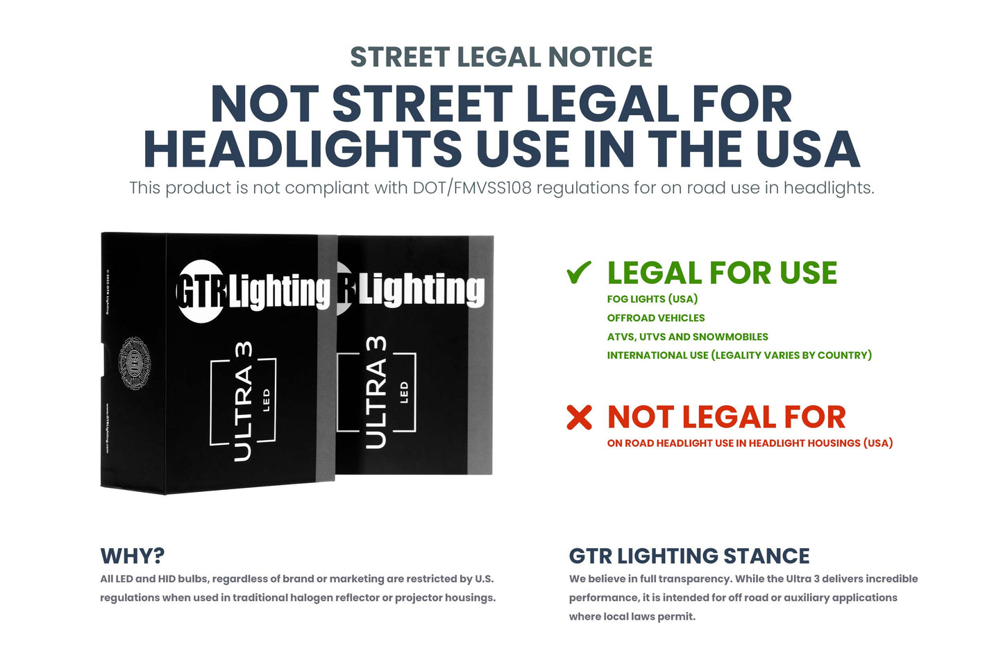 H13/9008: GTR Lighting Ultra 3 (Hi/Lo / Pair)