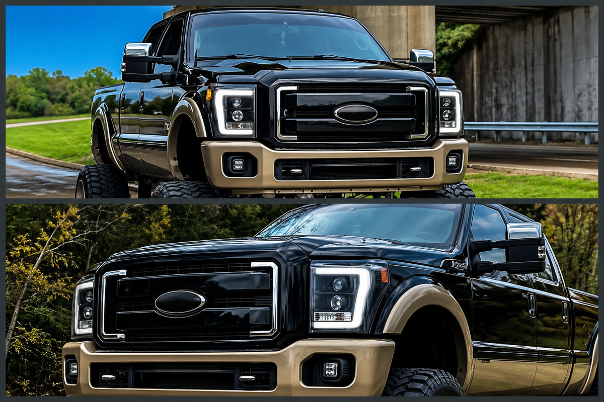 11-16 Ford F250 F350 F450 F550 Super Duty Black Projector Headlights