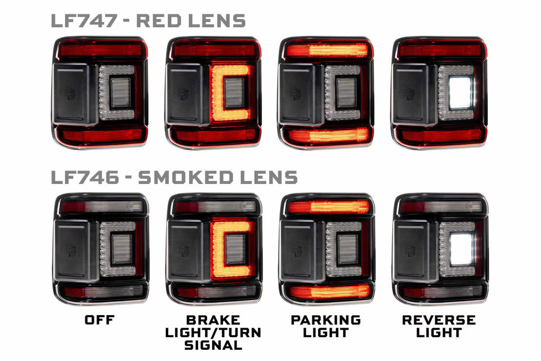 18-26 Jeep Wrangler JL XB LED Low Profile Tail Lights (Red)