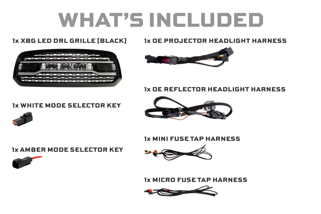 19-24 Dodge Ram 1500 Classic XBG LED DRL Grille (Black)