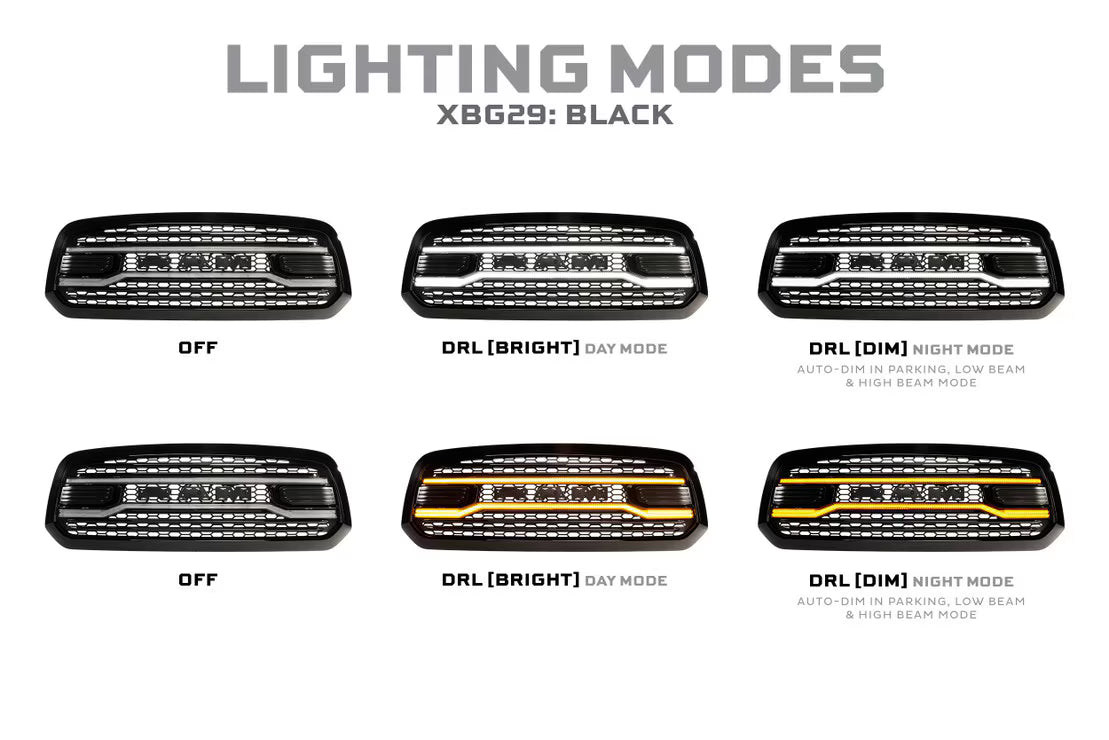 19-24 Dodge Ram 1500 Classic XBG LED DRL Grille (Black)