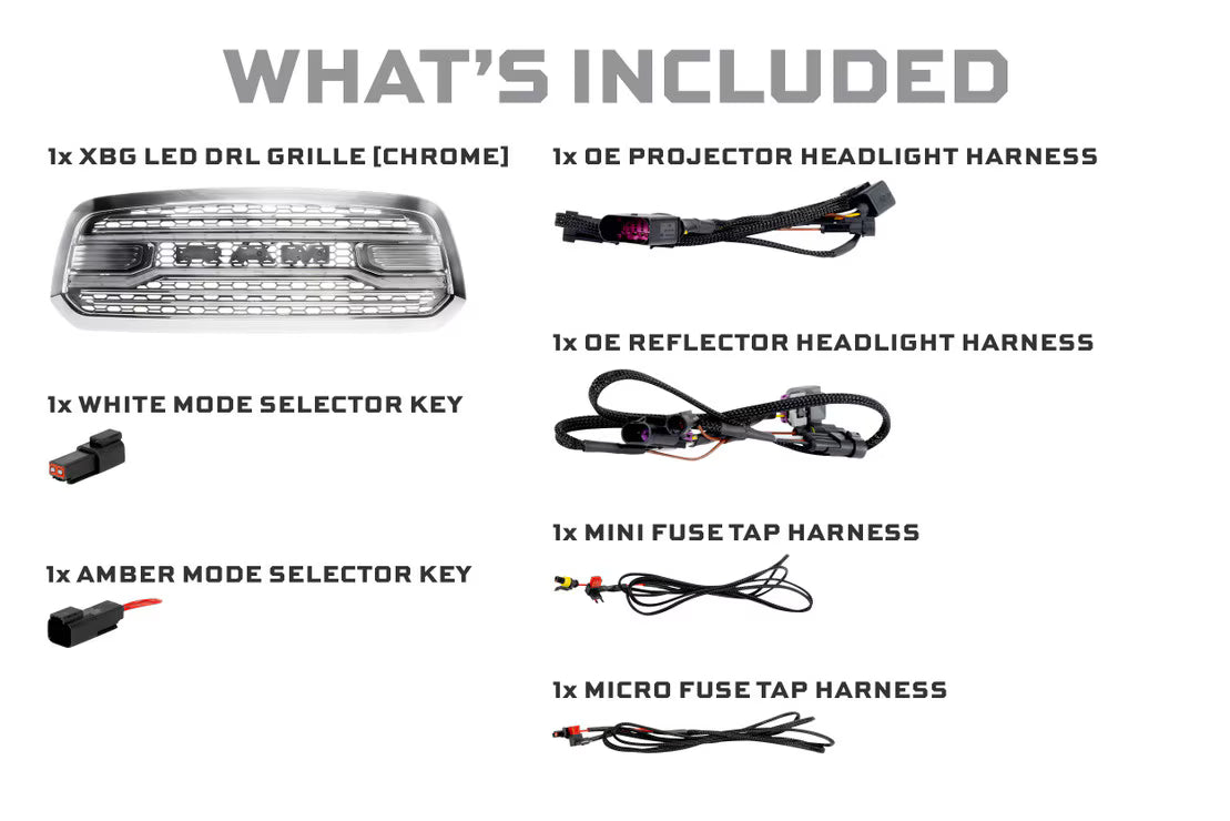 19-24 Dodge Ram 1500 Classic XBG LED DRL Grille (Chrome)