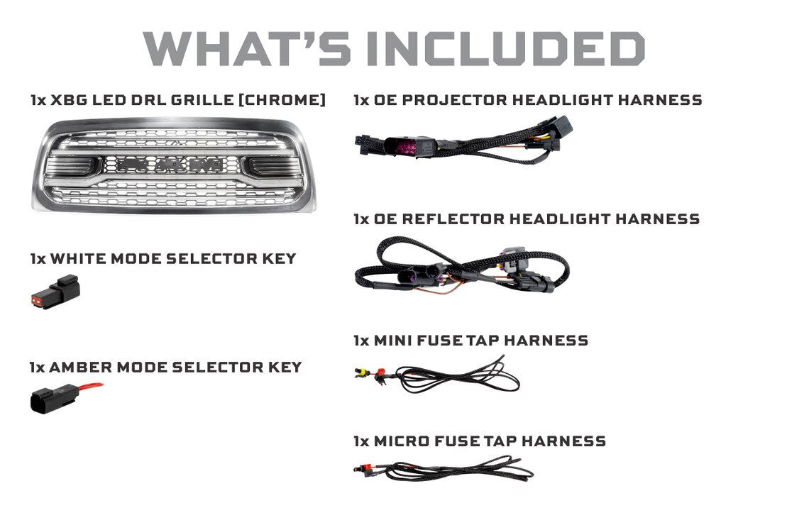 13-18 Dodge Ram HD XBG LED DRL Grille (Chrome)