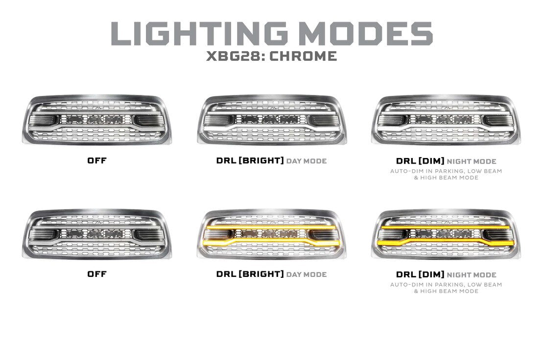 13-18 Dodge Ram HD XBG LED DRL Grille (Chrome)