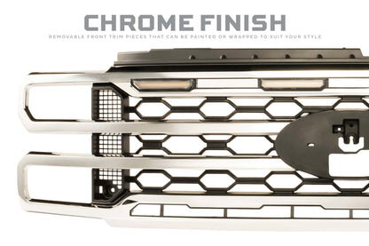 XBG LED Grille: 23-27 Super Duty (Chrome / Each)