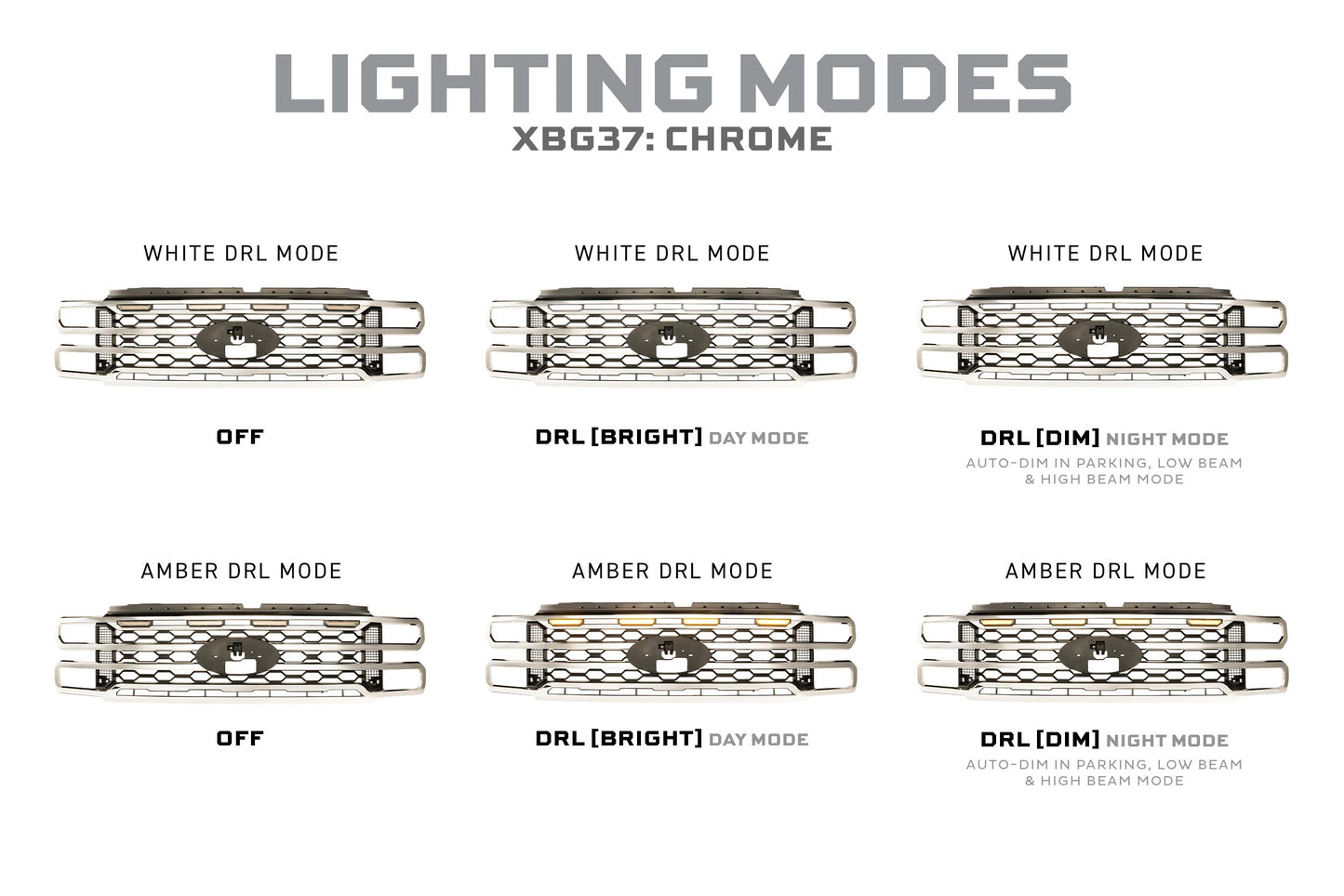 XBG LED Grille: 23-27 Super Duty (Chrome / Each)