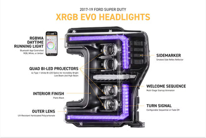 17-19 Ford Super Duty XRGB Evo LED Headlights