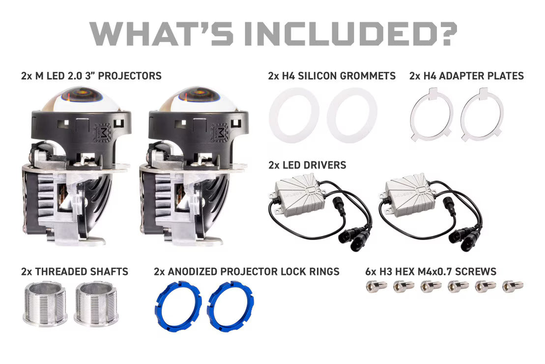 Bi-LED: Morimoto M LED 2.0 Headlight Projector Retrofit 3" LHD