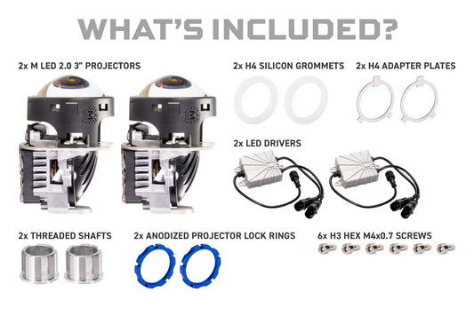 Bi-LED: Morimoto M LED 2.0 Headlight Projector Retrofit 3" LHD