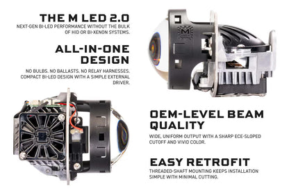 Bi-LED: Morimoto M LED 2.0 Headlight Projector Retrofit 3" LHD