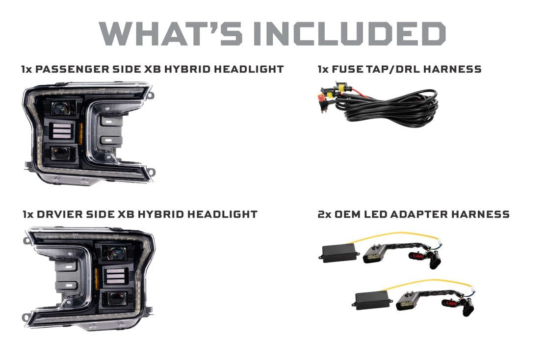 18-20 Ford F-150 XB Hybrid LED Headlights