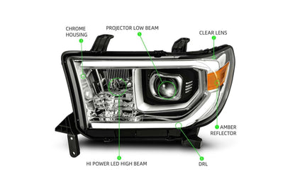 ARex (PRO-Series) Halogen Headlights:: Toyota Tundra (07-13) - Matte Black / Chrome (Set) (w/ Auto-Leveling)