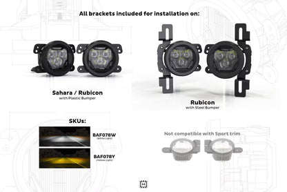 18-26 Jeep Wrangler JL/20-26 Gladiator JT 4Banger LED Fog Lights