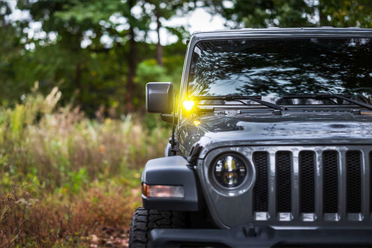 Morimoto 4Banger Ditch Light Kit: Wrangler JL (HXB Yellow SAE Wide Beam)