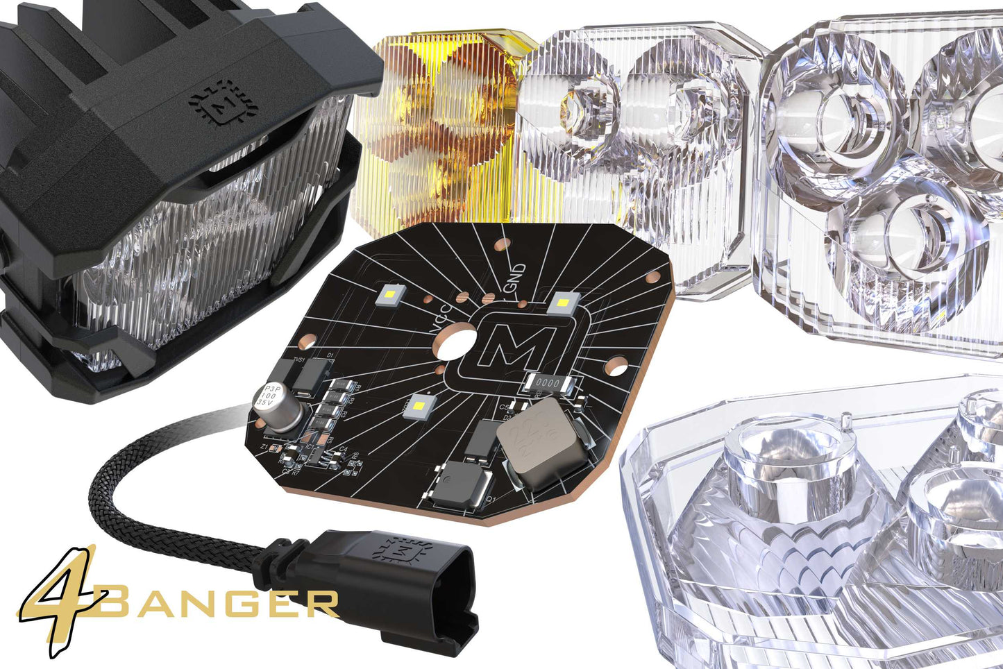 Morimoto 4Banger Ditch Light Kit: 11-16 Super Duty (HXB Yellow SAE Wide Beam)