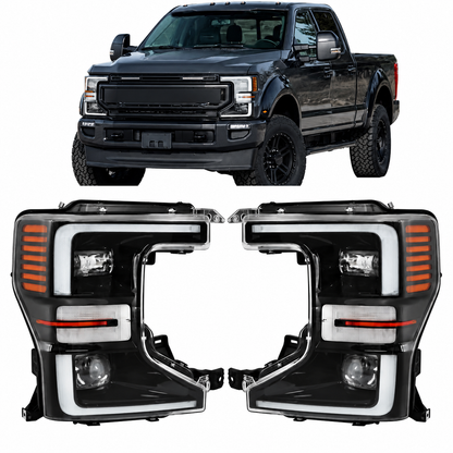 20-22 Ford F-250 Super Duty Black LED Headlights