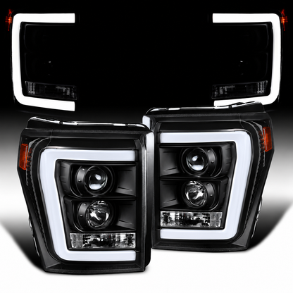 11-16 Ford F250 F350 F450 F550 Super Duty Black Projector Headlights