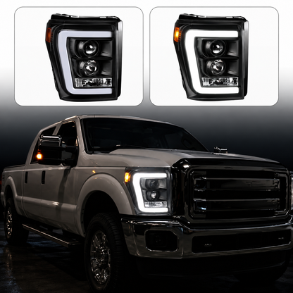 11-16 Ford F250 F350 F450 F550 Super Duty Black Projector Headlights