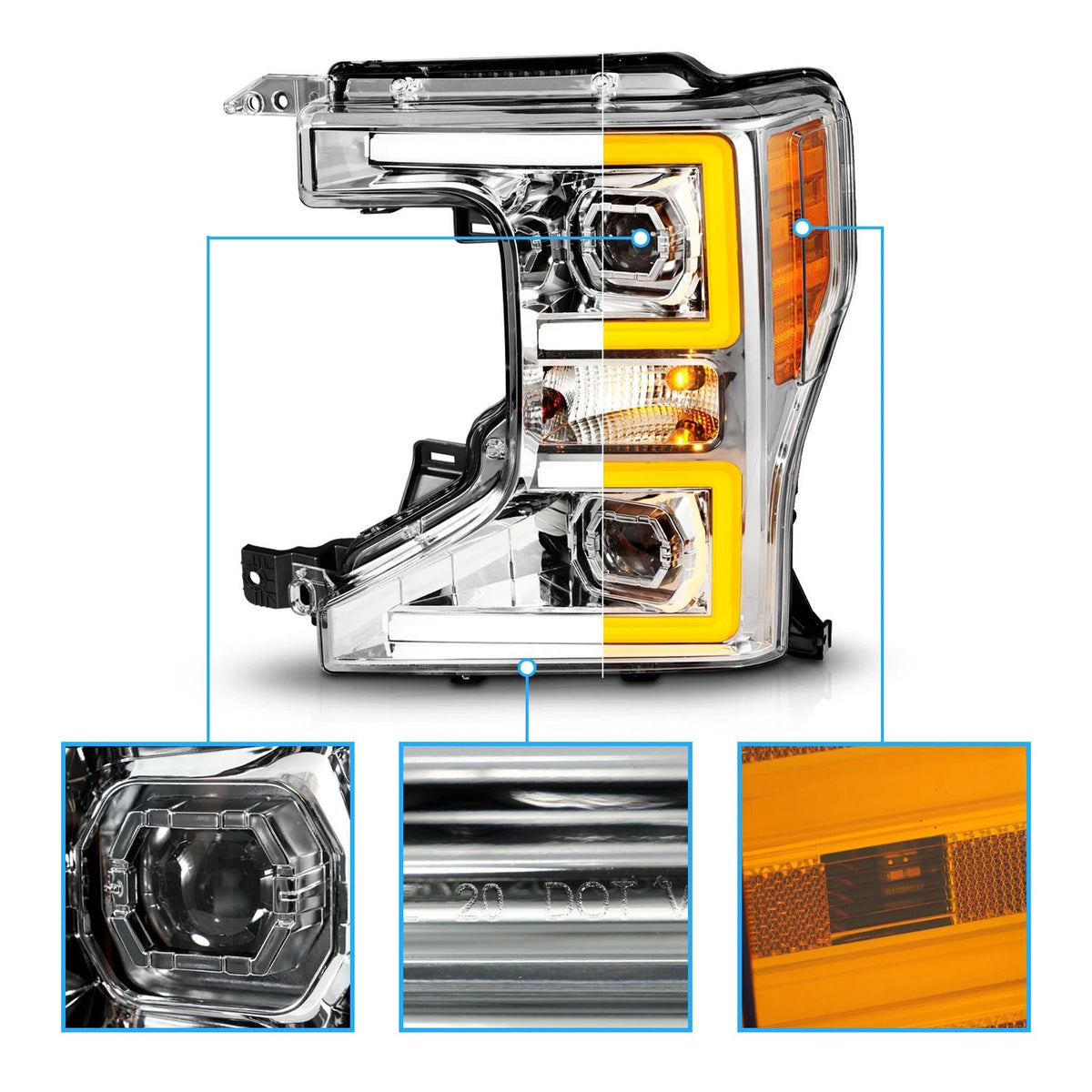 20-22 Ford F250 F350 F450 Superduty Chrome Projector V2 Headlights