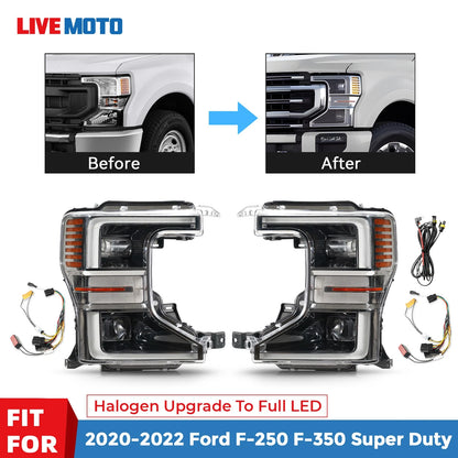20-22 Ford F-250 Super Duty Chrome LED Headlights