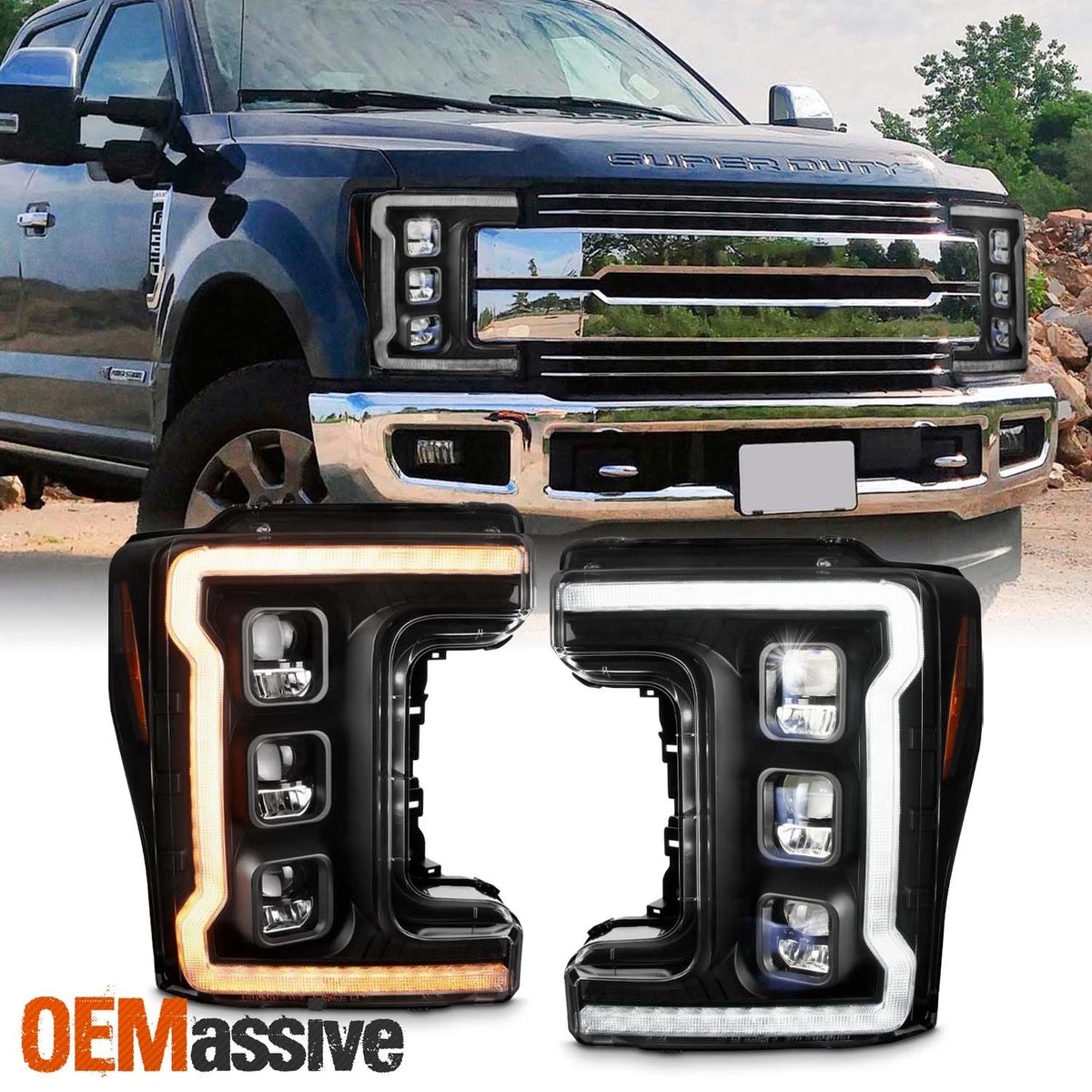 17-18 F250 F350 F450 SuperDuty [Full LED] DRL Sequental Projector Headlights