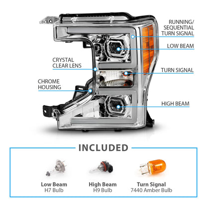 20-22 Ford F250 F350 F450 Superduty Chrome Projector V2 Headlights