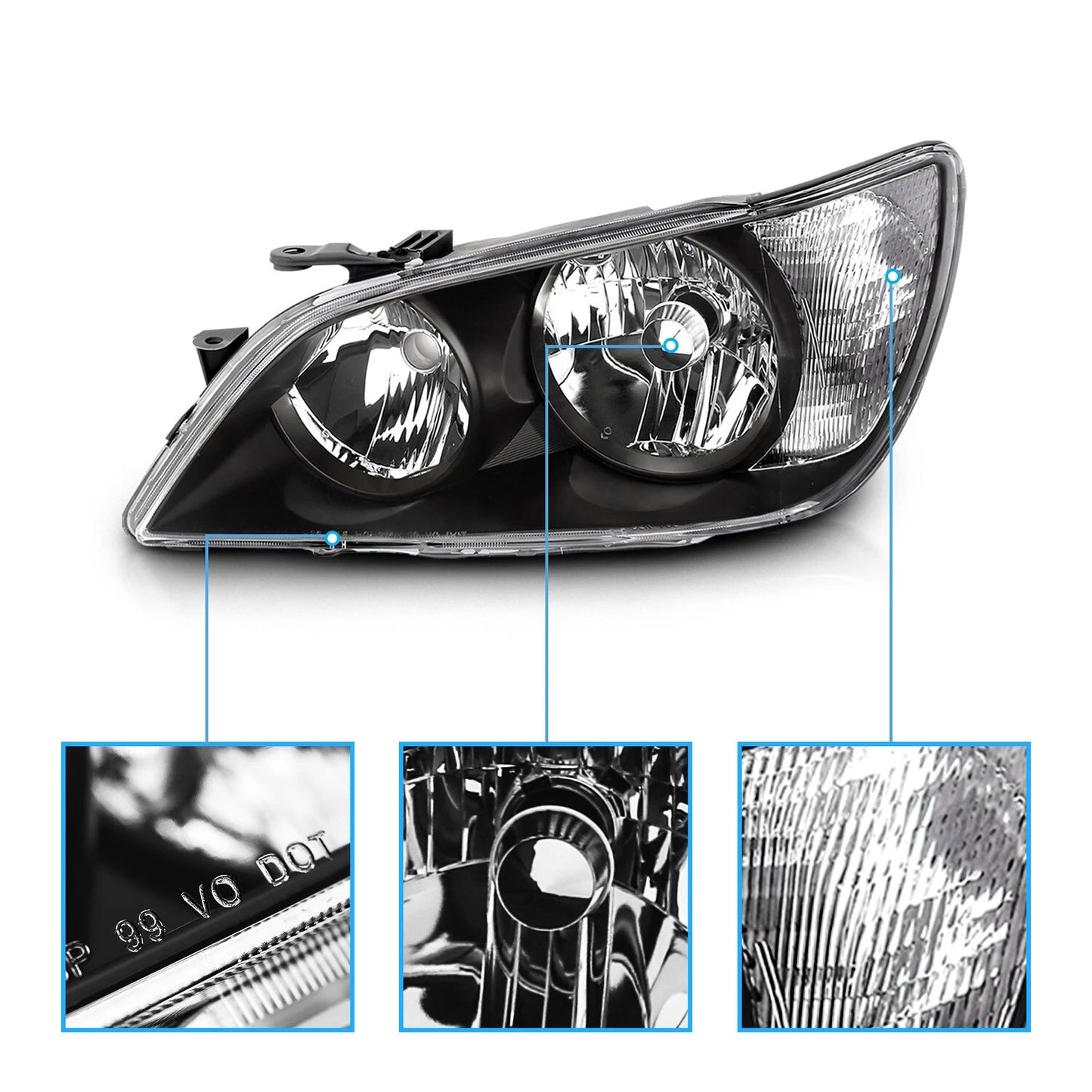 01-05 Lexus IS300 Black OEM Style Headlight