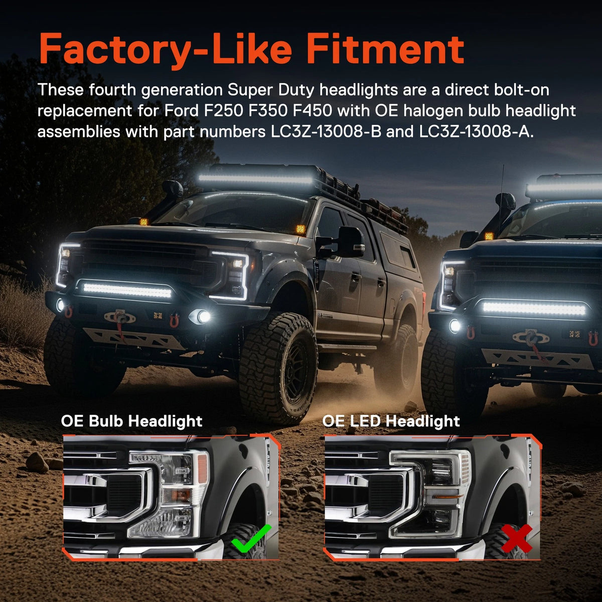 20-22 Ford F250 F350 F450 Superduty Black Projector V1 Headlights
