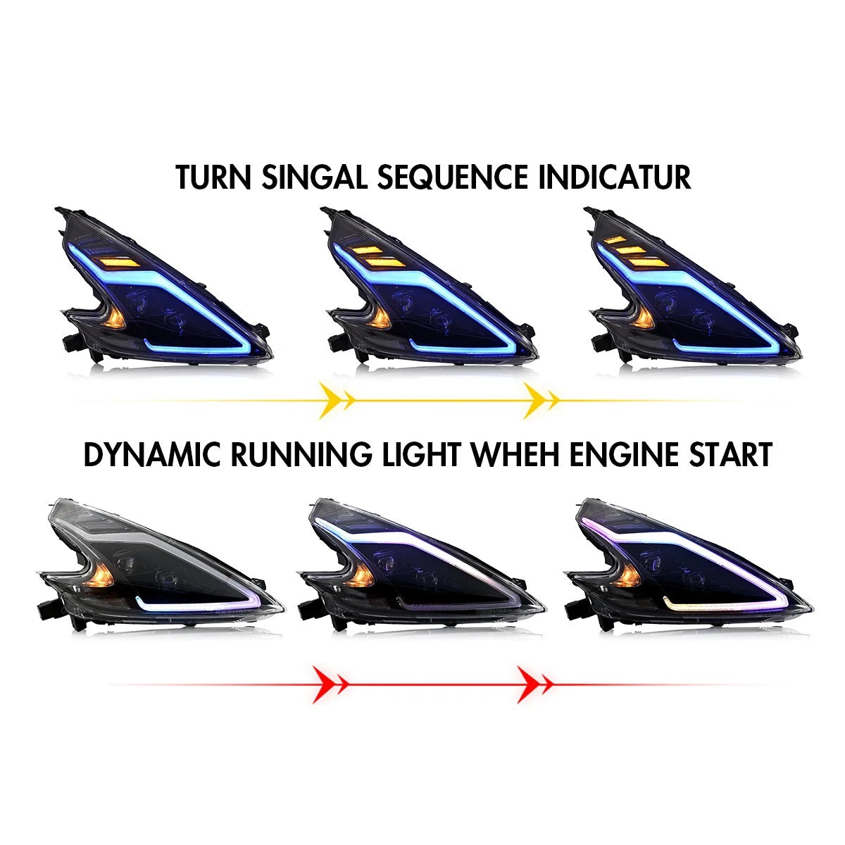 09-20 Nissan 370Z RGB Black Housing Sequential Headlights