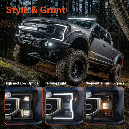20-22 Ford F250 F350 F450 Superduty Black Projector V1 Headlights