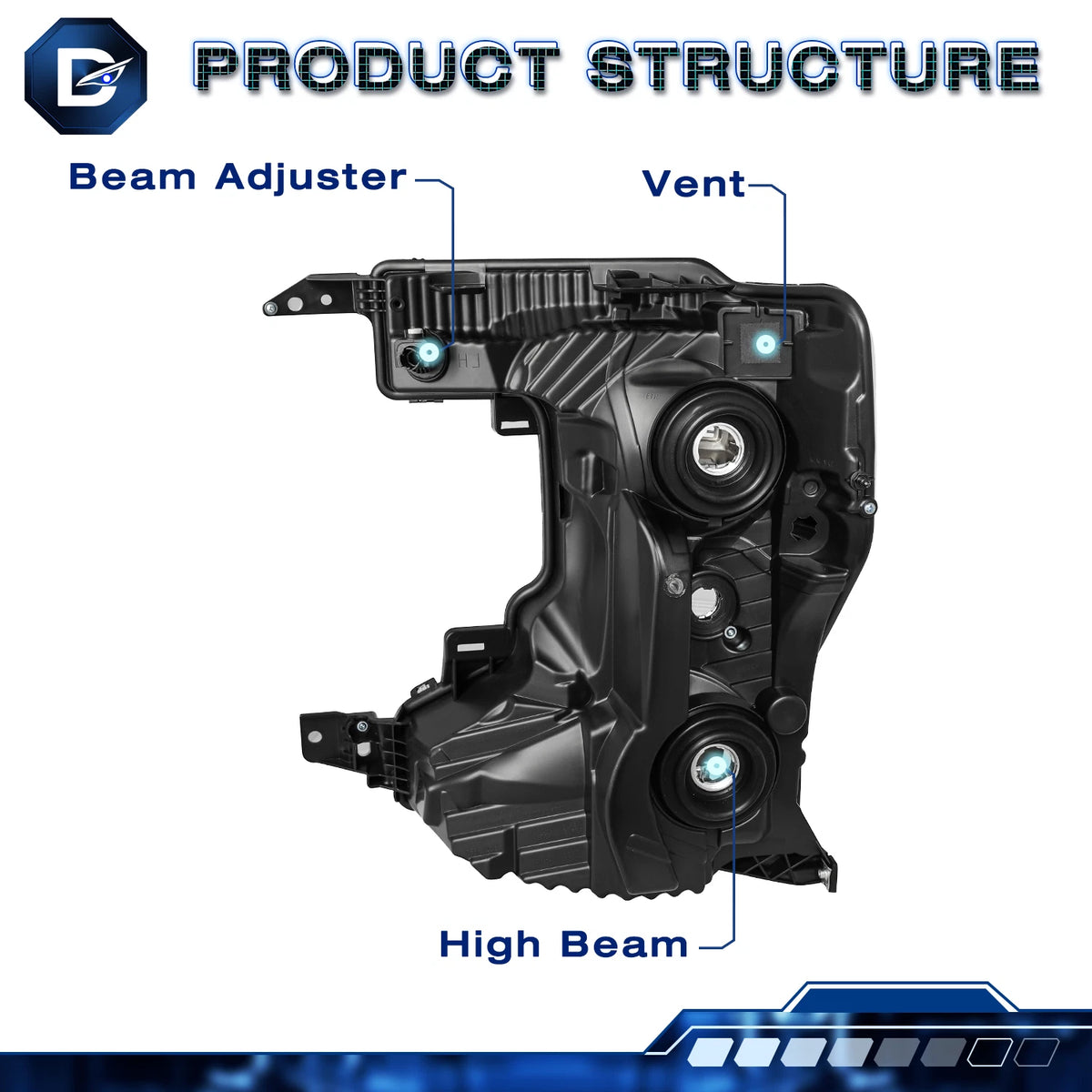 20-22 Ford Superduty Black Housing With Clear Reflector Halogen Headlights