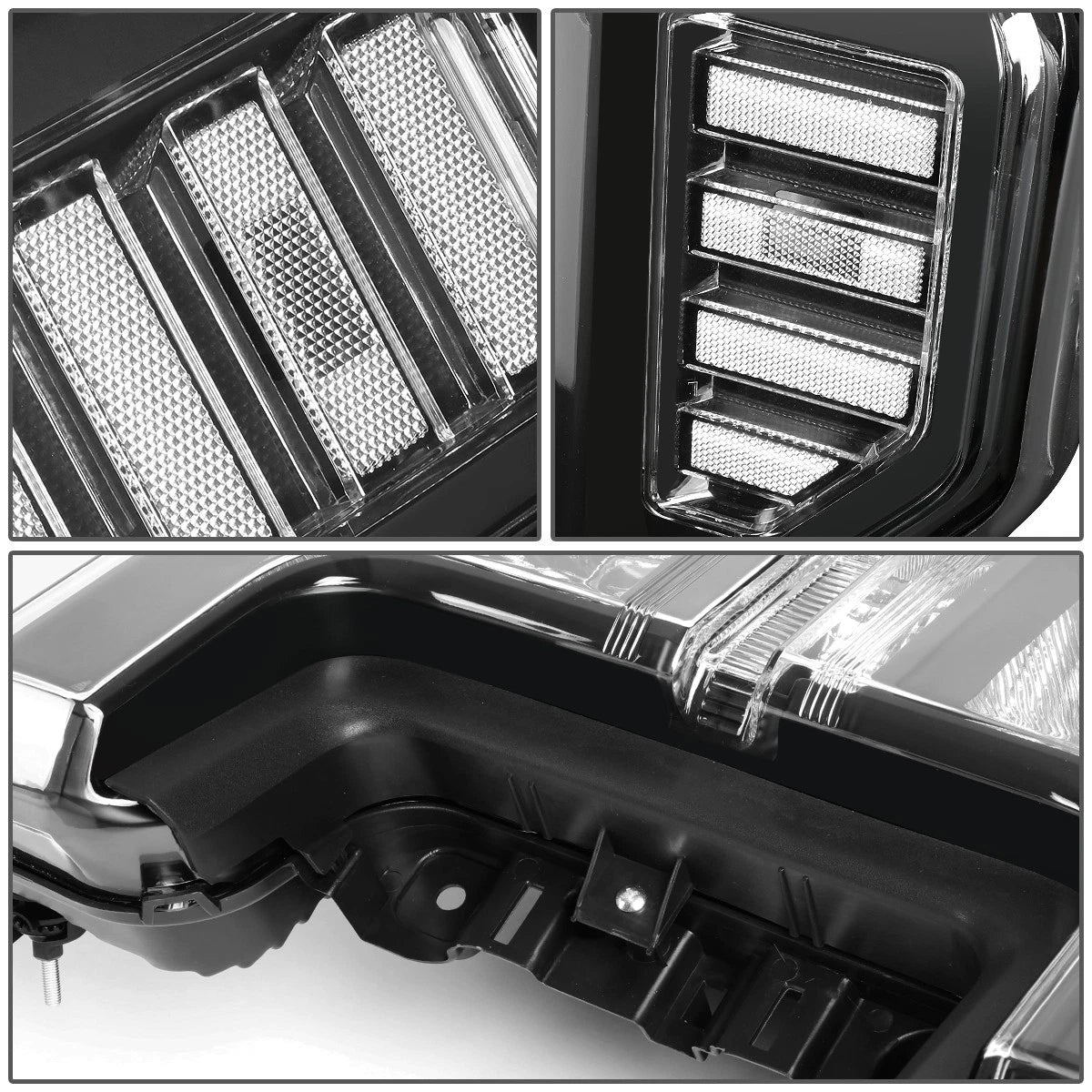 17-19 Ford f250 F350 F450 F550 SuperDuty Headlights Black with Clear Reflector