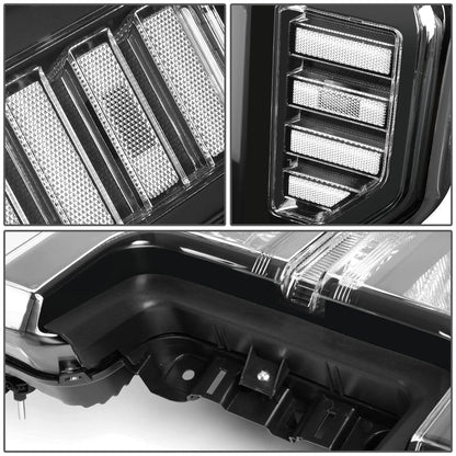 17-19 Ford f250 F350 F450 F550 SuperDuty Headlights Black with Clear Reflector