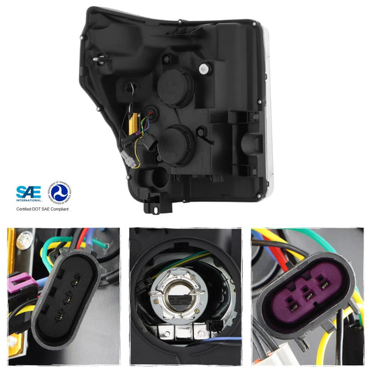 11-16 Ford F250 F350 F450 Super Duty Projector Black Headlight w/LED DRL