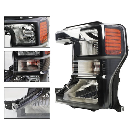 20-22 Ford Superduty Black Housing With Orange Reflector Halogen Headlights