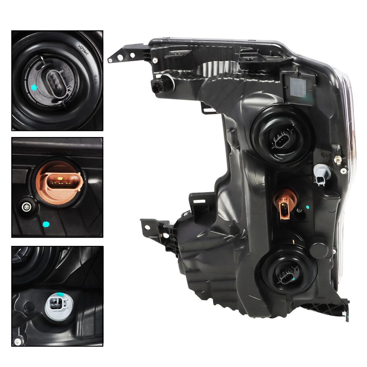 20-22 Ford Superduty Black Housing With Orange Reflector Halogen Headlights