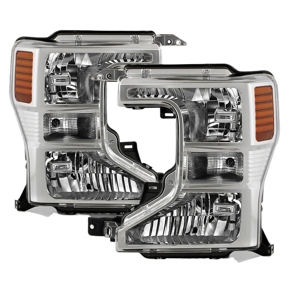 20-22 Ford Superduty Chrome Housing With Orange Reflector Halogen Headlights