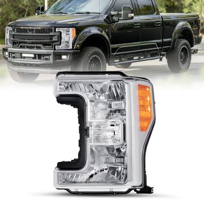 17-19 Ford f250 F350 F450 F550 SuperDuty Headlights Chrome with Amber Reflector