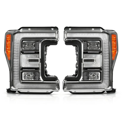 17-19 Ford F-250 350 450 Super Duty Chrome LED Headlight W/Module Pair