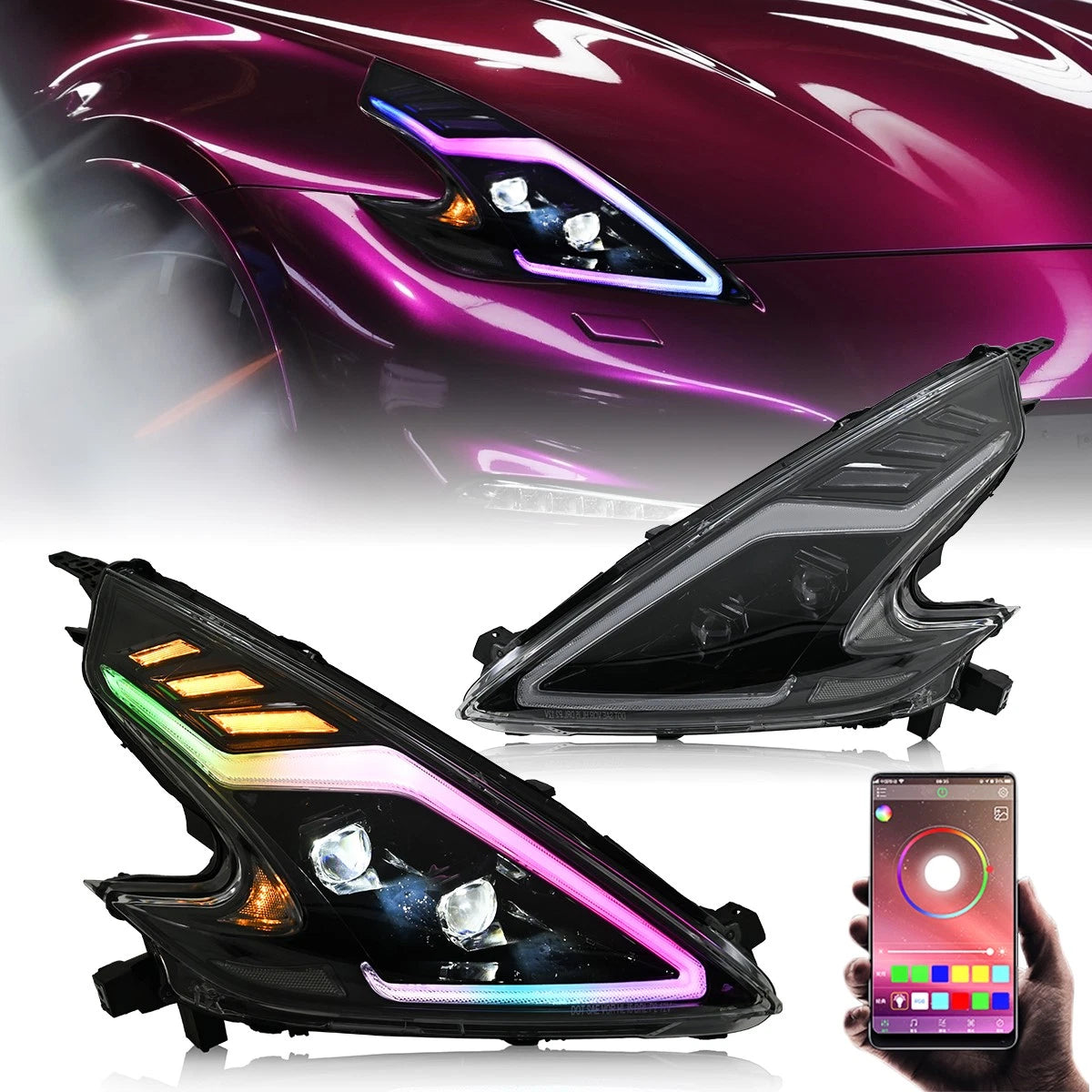 09-20 Nissan 370Z RGB Black Housing Sequential Headlights