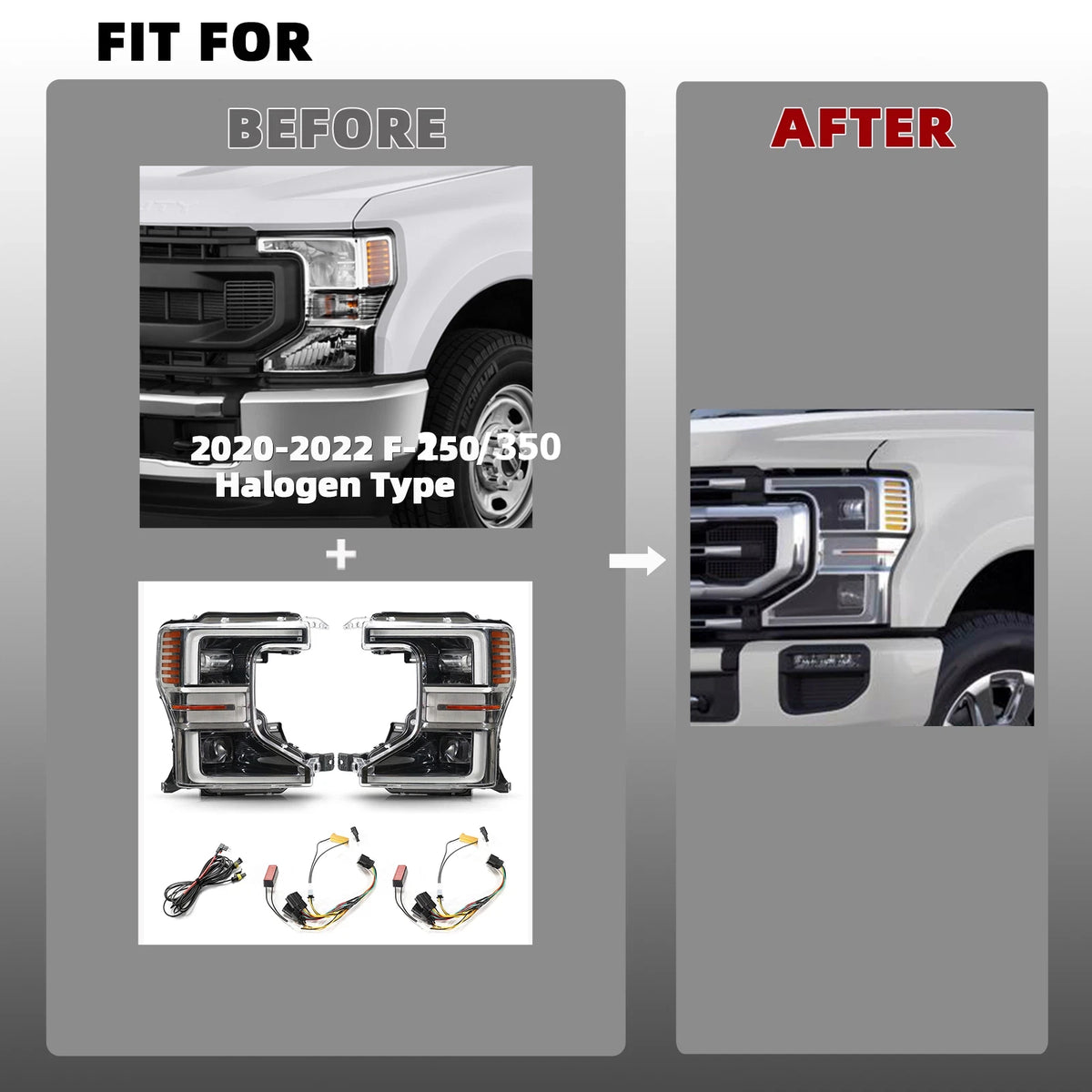 20-22 Ford F-250 Super Duty Chrome LED Headlights