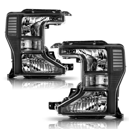20-22 Ford Superduty Black Housing With Clear Reflector Halogen Headlights