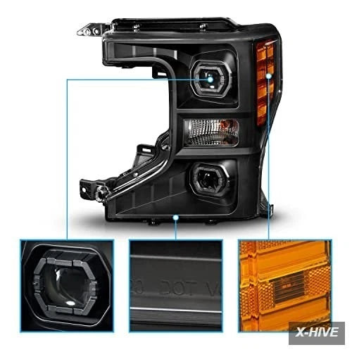 20-22 Ford F250 F350 F450 Superduty Black Projector V2 Headlights