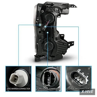 20-22 Ford F250 F350 F450 Superduty Black Projector V2 Headlights